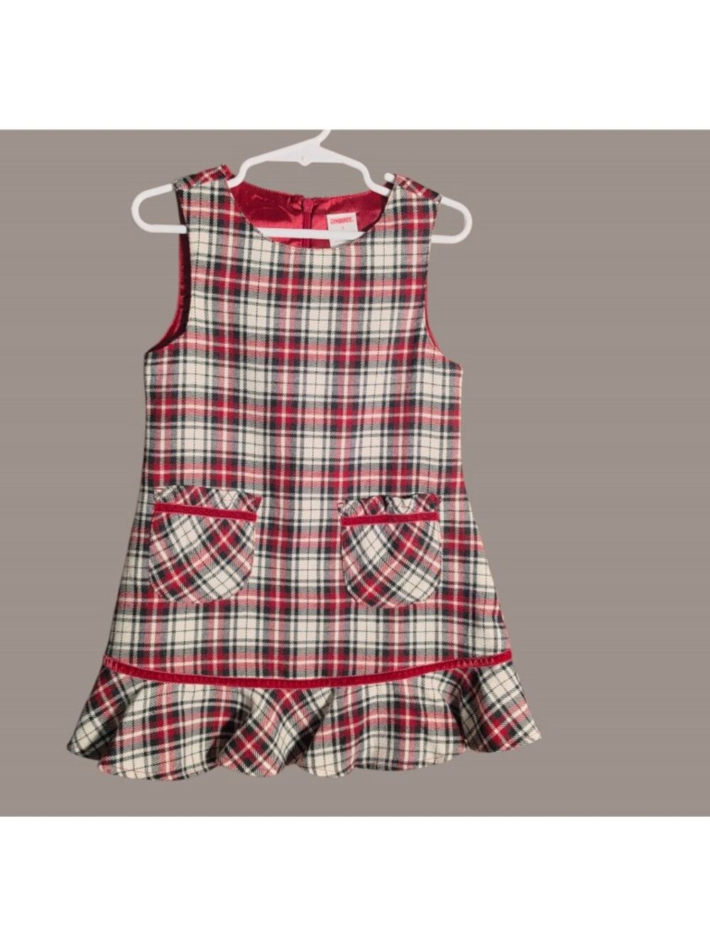 Vintage Gymboree Holiday Traditions Jumper Dress Size 3 Red Plaid Christmas NWT